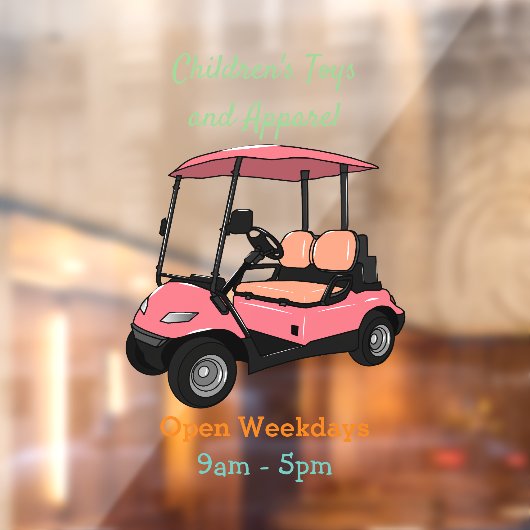 ゴルフカート/ゴルフ乳母車漫画イラストレーション ウィンドウサイン (シート2)