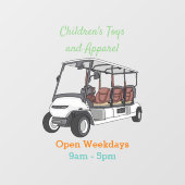 ゴルフカート/ゴルフ乳母車漫画イラストレーション ウィンドウサイン (シート)