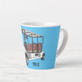 ゴルフカート/ゴルフ乳母車漫画イラストレーション カフェラテマグ (右アングル)