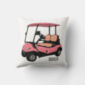 ゴルフカート/ゴルフ乳母車漫画イラストレーション クッション (裏面)