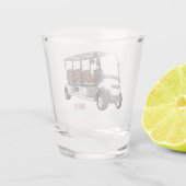 ゴルフカート/ゴルフ乳母車漫画イラストレーション ショットグラス (裏面)