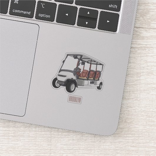 ゴルフカート/ゴルフ乳母車漫画イラストレーション シール (詳細)