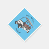 ゴルフカート/ゴルフ乳母車漫画イラストレーション スタンダードカクテルナプキン (角)