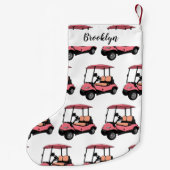 ゴルフカート/ゴルフ乳母車漫画イラストレーション スモールクリスマスストッキング (裏面)