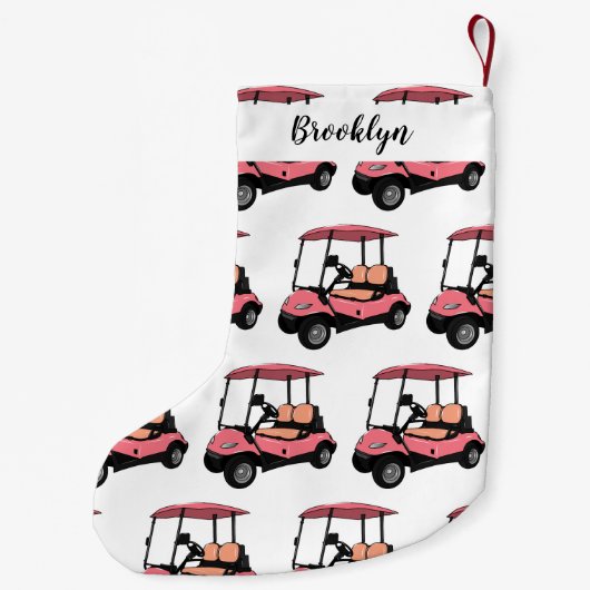 ゴルフカート/ゴルフ乳母車漫画イラストレーション スモールクリスマスストッキング (裏面)