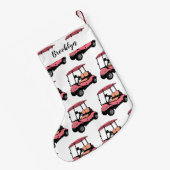 ゴルフカート/ゴルフ乳母車漫画イラストレーション スモールクリスマスストッキング (裏面 (吊り時))