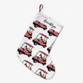 ゴルフカート/ゴルフ乳母車漫画イラストレーション スモールクリスマスストッキング (正面 (吊り時))