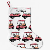 ゴルフカート/ゴルフ乳母車漫画イラストレーション スモールクリスマスストッキング (正面)