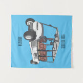 ゴルフカート/ゴルフ乳母車漫画イラストレーション タペストリー (正面(横))