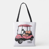 ゴルフカート/ゴルフ乳母車漫画イラストレーション トートバッグ (裏面)