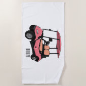 ゴルフカート/ゴルフ乳母車漫画イラストレーション ビーチタオル (正面)