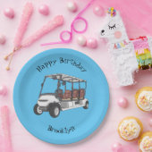 ゴルフカート/ゴルフ乳母車漫画イラストレーション ペーパープレート (パーティー)