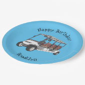 ゴルフカート/ゴルフ乳母車漫画イラストレーション ペーパープレート (アングル)