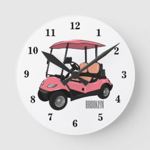 ゴルフカート/ゴルフ乳母車漫画イラストレーション ラウンド壁時計