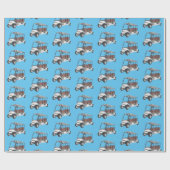 ゴルフカート/ゴルフ乳母車漫画イラストレーション ラッピングペーパー (フラット)