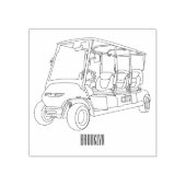 ゴルフカート/ゴルフ乳母車漫画イラストレーション ラバースタンプ (インプリント)