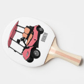 ゴルフカート/ゴルフ乳母車漫画イラストレーション 卓球ラケット (横)
