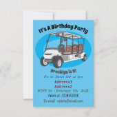 ゴルフカート/ゴルフ乳母車漫画イラストレーション 招待状 (正面)