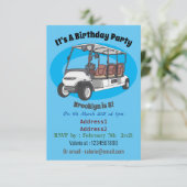 ゴルフカート/ゴルフ乳母車漫画イラストレーション 招待状 (スタンド正面)