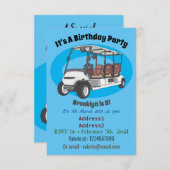 ゴルフカート/ゴルフ乳母車漫画イラストレーション 招待状 (正面/裏面)