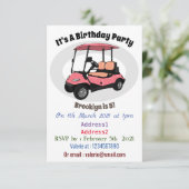 ゴルフカート/ゴルフ乳母車漫画イラストレーション 招待状 (スタンド正面)