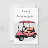 ゴルフカート/ゴルフ乳母車漫画イラストレーション 招待状 (裏面)