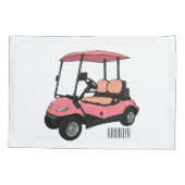 ゴルフカート/ゴルフ乳母車漫画イラストレーション 枕カバー (裏面)