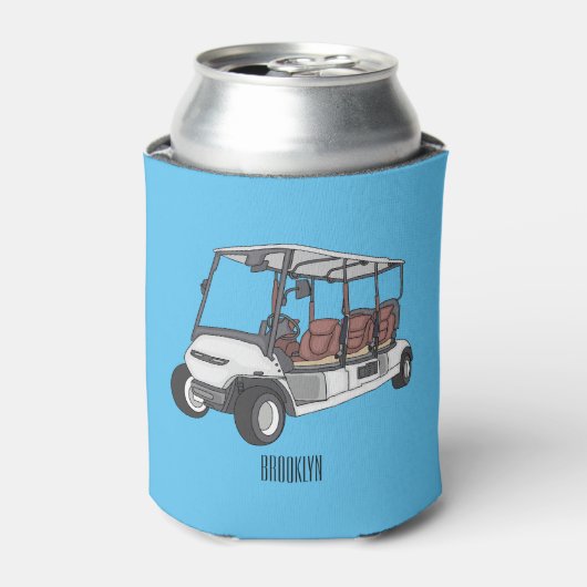 ゴルフカート/ゴルフ乳母車漫画イラストレーション 缶クーラー (缶正面)