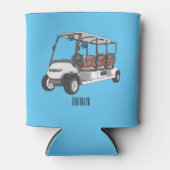 ゴルフカート/ゴルフ乳母車漫画イラストレーション 缶クーラー (正面)