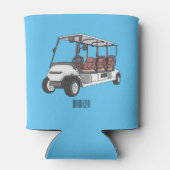 ゴルフカート/ゴルフ乳母車漫画イラストレーション 缶クーラー (裏面)