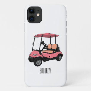 ゴルフカート/ゴルフ乳母車漫画イラストレーション iPhone 11 ケース