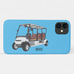 ゴルフカート/ゴルフ乳母車漫画イラストレーション iPhone 11 ケース
