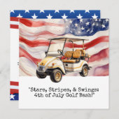 ゴルフカート 4日7月 独立記念日 招待状 (正面/裏面)