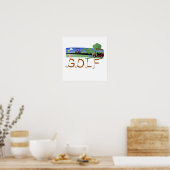 ゴルフカートTシャツとギフト付きゴルフ ポスター (キッチン)