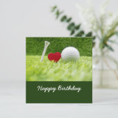 ゴルフカードゴルフボールと愛と緑の上のティー カード (スタンド正面)