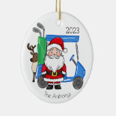 ゴルフカーパーソナライズされた名門私立校風のトサンタトインデア セラミックオーナメント (右)