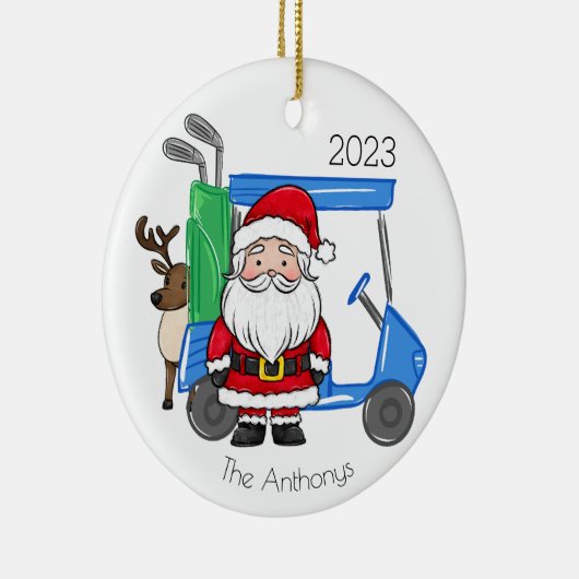 ゴルフカーパーソナライズされた名門私立校風のトサンタトインデア セラミックオーナメント (右)