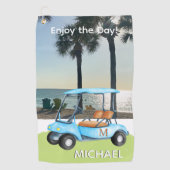 ゴルフガイゴルフカートビーチモノグラム名 ゴルフタオル (正面)