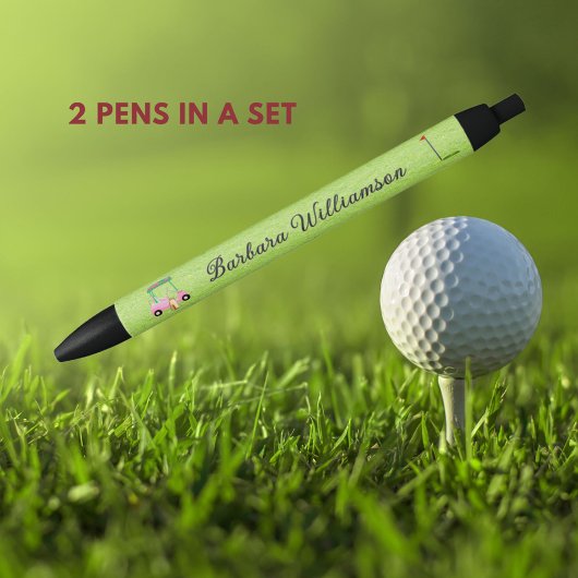 ゴルフガルピンクカートのフラグ名パーソナライズされた前ペン 黒ボールペン