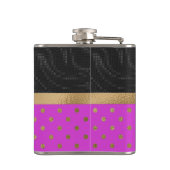 ゴルフガーリーテーマのピンクとブラック フラスク (裏面)