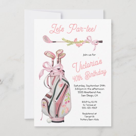ゴルフガーリー名門私立校風のバースデーパーティー 招待状 (正面)