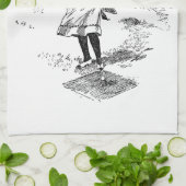 ゴルフガールゴルフヴィンテージ キッチンタオル (折り畳み)