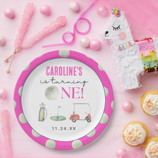 ゴルフガールズファースト誕生日 ペーパープレート (パーティー)