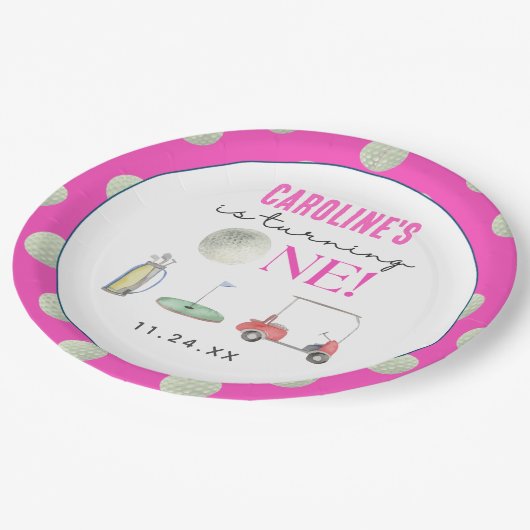 ゴルフガールズファースト誕生日 ペーパープレート (アングル)