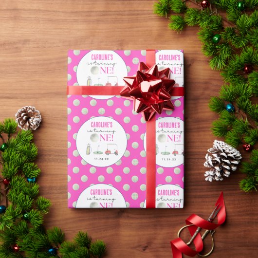 ゴルフガールズファースト誕生日 ラッピングペーパー (クリスマスギフト)