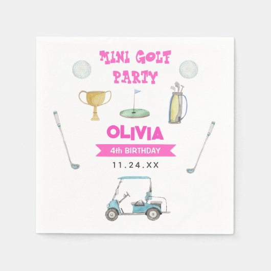 ゴルフガールバースデーパーティー スタンダードカクテルナプキン (正面)