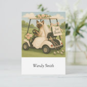 ゴルフキャットウーマンゴルファーたった今結婚しましたドライブゴルフカート (スタンド正面)