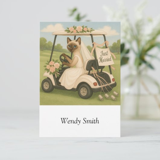 ゴルフキャットウーマンゴルファーたった今結婚しましたドライブゴルフカート (スタンド正面)