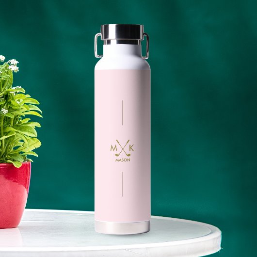 ゴルフギフトアイディア金ゴールドモノグラムパーソナライズされた ウォーターボトル