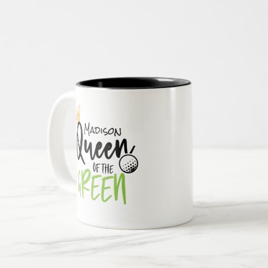 ゴルフクイーンおもしろいオブモダンザパーソナライズされた ツートーンマグカップ (正面左)